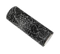 DOITOOL Ruban Organza Noir et avec Toile Araignée Brillante pour Décoration Halloween Extérieure Tissu Mesh Polyvalent pour Guirlandes Couronnes et Accessoires Festifs Fête