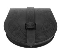 DOITOOL Sacoche de selle western Sacoche banane médiéval en PU cuir noir avec alliage 1 pièce pour Halloween et cosplay costume rétro 7.48 x 6.69 x 1.77 in