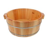 DOITOOL Seau à Eau en Bois Massif pour Bain de Pieds à Domicile, Bassin Marron à Pieds Design Profond pour Trempage Complet et Usage Sauna