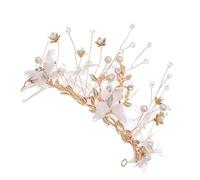 DOITOOL Serre-tête de Mariage Plume Doré Diadème Nuptial Fait Main Élégant pour Femme Accessoire Coiffure Cérémonie et Fête Couronne de Mariée Légère