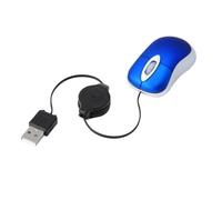 DOITOOL Souris USB Filaire Mini 1600 Dpi, Câble Rétractable Bleu | Ordinateur de Bureau et Netbooks, Design Symétrique, 3 Boutons, sans Piles, Voyage et Travail