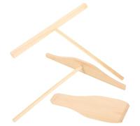 DOITOOL Spatule à Crêpes en Bois Naturel 3 Pièces - Étaleur Rond, Spatule Fine pour Crêpes Maison, Kit Ustensiles Cuisine pour Petit-déjeuner, Cuisson Uniforme, Facile à Retourner