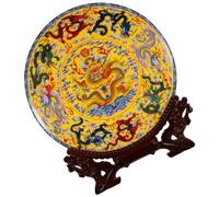 DOITOOL Style Chinois Assiette Décorative en Céramique pour Décoration | Support Abs, Finition Ancienne, Usage Meuble Cuisine, Pièce Ornementale pour Salon