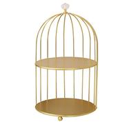 DOITOOL Support de Gâteau de Cage D'oiseau: Plateau de Service Doré Présentoir de Bijoux de Maquillage Support de Plaque de Dessert de Fruits Plateau D'apéritif Organisateur de Maquillage