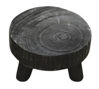 DOITOOL Support en Bois Massif Rond sur Pied Rehausseur Décoratif Vintage Style Wabi-Sabi Petit Plateau Tripode pour Plantes d'Intérieur Présentoir à Gâteaux et Accessoires Photo