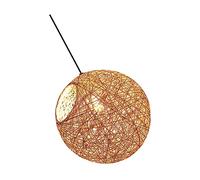 DOITOOL Suspendre Luminaire Rotin Marron Ronde en Plastique Source LED 3w, Hauteur Ajustable, Décoration Romantique pour Salon ou Bar à Domicile