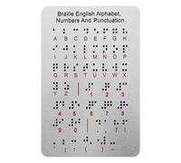 DOITOOL Tableau D'apprentissage du Braille pour Débutants en Acier Inoxydable avec Chiffres et Ponctuation, Outil Pédagogique Éducatif pour t Éducation