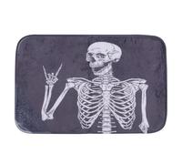 DOITOOL Tapis de Bain Halloween Motif Crâne Antidérapant en Polyester PVC | -face PVC Antidérapante, Séchage Rapide, pour Salle de Bain et Buanderie, Aspect Noir Élégant