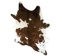 DOITOOL Tapis de Sol Décoratif en Peluche Imitation Cuir Marron, Lavable et Chaleureux, pour Salon ou Chambre, Tapis à Imprimé Animalier Style Peau de Vache