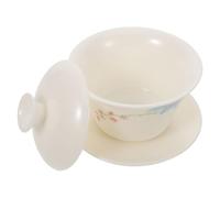 DOITOOL Tasse à Thé Gongfu Chinoise en Céramique avec Couvercle et Soucoupe Bol à Thé Traditionnel en Porcelaine à Motifs Floraux Conservation Chaleur Usage Maison