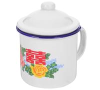 DOITOOL Tasse à Thé Rétro en Émail 8 Cm, Mug Émaillé Blanc Porte-gobelet, Tasse de Conservation du Thé Résistante Haute Température, pour Bureau et Maison Style Aléatoire