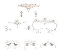 DOITOOL Tatouages Faciaux Temporaires Strass Fluorescents à Coller, Autocollants Visage Glow In The Dark en Rhinestone, 3 Feuilles pour Halloween et Mascarade