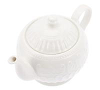 DOITOOL Théière Décorative en Céramique Blanche 900cc Motif Baroque Sculpté, Élégante et Délicate, pour Boire du Thé Entre Amis la Maison