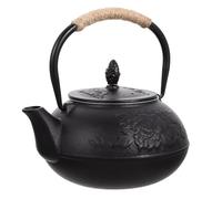 DOITOOL Théière Fonte Épaisse Noire avec Infuseur Portable et Compatible Plaques à Induction Bouilloire Chauffante pour Maison et Hôtel