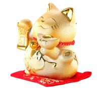 DOITOOL Tirelire Chat Chanceux Céramique Doré Décor Bureau Maison Ornement Porte-Monnaie Coin Box Feng Shui