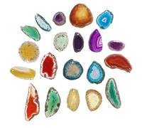 DOITOOL Tranches D'agate Naturelle Percées 20 Pièces Multicolores Petites Rocailles Fines Diy Décoration Mariage Créative Polyvalente Artisanat