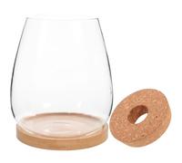 DOITOOL Vase à Fleurs Bocal à Terrarium en Verre avec Support en Bambou, pour Plantes Hydroponiques, Décoration Maison et Jardin, Présent, Style Naturel