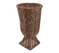 DOITOOL Vase Tissé Main en Plastique Imitation Rotin Marron, Facile à Nettoyer et Entretenir, pour Décoration de Salon et Compositions de Fleurs Artificielles