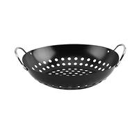 DOITOOL Wok Grill Multifonction en Acier au Carbone Noir, Antiadhésif | Résistant à Rouille et Étanche, Double Poignée, Nettoyage Facile, Usage Barbecue Professionnel