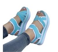 DOIX Sandales Compensées pour Femmes Sandales de Sport À Semelle Souple Mode Sandales Décontractées À Plateforme D'été À Bout Ouvert Chaussures de Marche Confortables,Bleu,US6/EU37