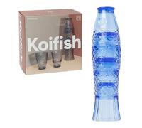 DOIY - Ensemble de verres en cristal - Design en forme de poisson - Fabriqués en cristal - Verres empilables pour la décoration - Compatible avec le lave-vaisselle - Bleue - 8,3x8,3x32,5 cm - Lot de 4