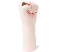 DOIY - Vase décoratif Moderne - Design en Forme de Poing revendicatif - Fabriqué en céramique - Vase pour Fleurs - Vase décoratif - Couleur Blanche - 12,9x10,7x26 cm