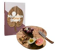 DOIY - Planche à Découper et Servir - Planche à Fromage Bois - Design Feuille Monstera - 1 Couteau Inclus - Accessoires Cuisine Originaux - Planche de Cuisine - 41x28x1,5 cm