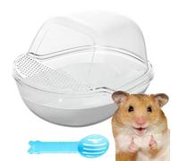 Doiyislem Baignoire de Hamster, boîte de Bain de Sable de Hamster | Salle de Bain créative pour Petit Animal de Compagnie,Grands Toilettes Transparents de Hamster avec Scoop, Accessoires de Cage