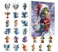 Doiyislem Calendrier De L Avent Animaux,Ornement de Noël Dinosaure Mignon 2D - Pendentif En Acrylique Mignon Pour Compte À Rebours,Poignée de Porte Camion Patio