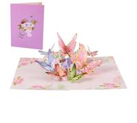 Doiyislem Cartes pop-up pour anniversaire, carte de vœux pop-up 3D - Carte de vœux papillon à bords dorés,Cartes de vœux de festival pour anniversaire, Thanksgiving, Noël, rétablissement, pensée à