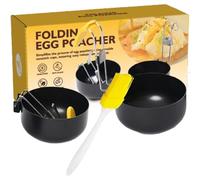 Doiyislem Cuiseur d'Oeufs Pochés | Moules à Oeufs au Plat Antiadhésifs | Grande Capacité Anti-échaudage Pocheuse Ronde avec Poignée Pliable | pour Cuisine Appartement Préparation Petit Déjeuner