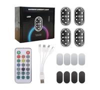 Doiyislem Éclairage LED Sans Fil pour Voiture | Lot de 4 Ampoules 8 Couleurs Alimentation par USB | Feu Clignotant Anticollision pour Voiture - pour Plancher Porte Nuit Voyage Trajet Quotidien Route