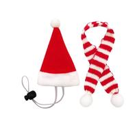 Doiyislem Vêtements pour Poules - Thème Noël Père Noël,Set Chapeau et Foulard pour Poulette avec Attache Menton Adjustable,pour Poule Hamster Lapin Chat Perroquet Chiot Lézard Décoration Ferme