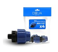 DOJA Barcelona Adaptateur Mâle pour Tuyau PE de Compression - 25x1/2" - Pack 4 - Connexion Rapide, Connecteur pour Tuyau MDPE Installation Facile, Raccord de Plomberie, Résistant, Jonction Arrosage