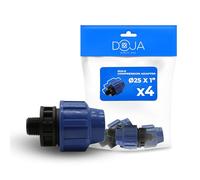 DOJA Barcelona Adaptateur Mâle pour Tuyau PE de Compression - 25x1" - Pack 4 - Connexion Rapide, Connecteur pour Tuyau MDPE Installation Facile, Raccord de Plomberie, Résistant, Jonction Arrosage
