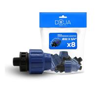 DOJA Barcelona Adaptateur Mâle pour Tuyau PE de Compression - 32x3/4" - Pack 8 - Connexion Rapide, Connecteur pour Tuyau MDPE Installation Facile, Raccord de Plomberie, Résistant, Jonction Arrosage