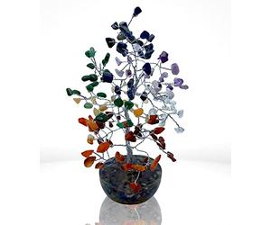 DOJA Barcelona | Arbre de Vie 7 Chakras Pierres Naturelles | Arbre Decoratif Peu en Pierres et Cristaux Feng Shui pour Maison | Cristal Guérison Magique 7 Chakra Porte Bonheur | Décoration