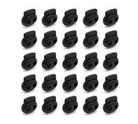 DOJA Barcelona | Arret de Cordon | Pack 25 | Stop Cordon 2 Trous | Largeur 25mm | en Plastique | Serre Cordon Oval Noir | pour Cordon Couture, Embout Cordon, Embout Lacet, Bloque Lacet, Vetement, Sac
