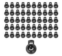 DOJA Barcelona | Arret de Cordon | Pack 50 | Stop Cordon 1 Trou | Longueur 22mm | en Plastique | Serre Cordon Rond Noir | pour Cordon Couture, Embout Cordon, Embout Lacet, Bloque Lacet, Vetement, Sac