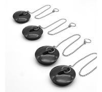 DOJA Barcelona | Bouchon Evier | Lot 4 Bouchon Lavabo Universel 46mm + 4 Chainette Bouchon Evier 38cm | Bouchon en Caoutchouc | Chaine à Billes Metal | pour Bouchon Baignoire, Bouchon Evier Cuisine