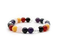 DOJA Barcelona | Bracelet Pierre Naturelle Chakras | Bracelet Pierres Perles 8mm | Bracelets Elastique Pierre Precieuse | pour Bracelet Homme, Bracelet Femme