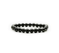 DOJA Barcelona | Bracelet Pierre Naturelle Shungite | Bracelet Pierres Perles 8mm | Elastique Bracelets Pierre Precieuse Lithotherapie | pour Bracelet Homme, Bracelet Femme