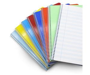 DOJA Barcelona | Cahier A5 Doublement Ligné | Lot de 8 Cahier A5 à Spirale | Carnet A5 à Couverture Rigide 210x148mm | 80 Feuilles avec Marge | Couleurs Aléatoires | pour Carnet de Notes...