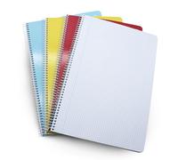 DOJA Barcelona | Cahier Spirale A4 | Couverture Souple | Lot Cahier 4 | 21x29,7cm | 80 Feuille Petit Carreaux A4 | Rayée 4x4mm | 10 couleurs aléatoires | Cahier A4 Spirale | pour Étudiants