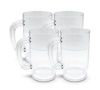 DOJA Barcelona | Chope à Bière | Pack 4 | Verre a Biere 1l | 166 X 97 X 3mm | Verre a Biere avec Anse en Polycarbonate | Chope de Biere | pour Gobelet Plastique Reutilisable, Cadeau Personnalisé,