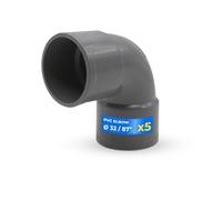 DOJA Barcelona Coude en PVC de 87° - Ø 32mm - Pack 5 - Coude Femelle-Femelle pour Installation Rapide et Simple - Raccords d'évacuation Offrant Compatibilité, Résistance - PVC Pour Adaptation