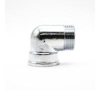 DOJA Barcelona | Coude Laiton Chrome | 4 Coude Male-Femelle 90° | Taille 3/4’’ | Raccord Eau | Raccord Plomberie pour Tuyau Douche Mitigeur Baignoire, Robinet Exterieur, Reducteur de Pression Eau