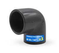DOJA Barcelona Coude PVC Ø63mm - Pack 3 - Raccord PVC - Résistance Températures, Installation Facile et Bonne Sujétio, Conception Innovante Adaptée pour Tuyau 90° Avec Montage Express