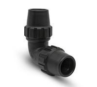 DOJA Barcelona | Coude Raccord pour Tuyau 25mm Femelle 90° en Polyéthylène | Connecteur pour Arrosage, Aquarium, Tube Rond, à Compression