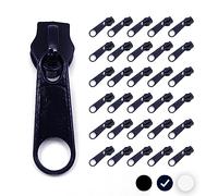 DOJA Barcelona | Curseur Fermeture Eclair | Pack 30 Curseur Bleu Marine N°3 | 25mm de Long | Tirette Zip en Metal | Couture Accessoires Mercerie | pour Fermeture Eclair au Metre, Zip Fermeture Eclair